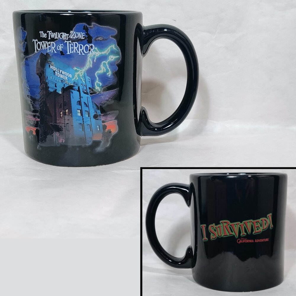 Disney Parks Tower of Terror Mug Twilight Zone I Survived DCA Ceramic 18 oz